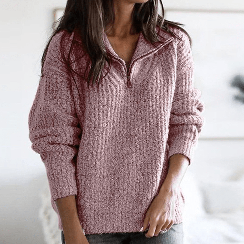 Ramona – damen-strickpullover mit halbem reibverschluss