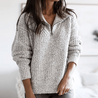 Ramona – damen-strickpullover mit halbem reibverschluss