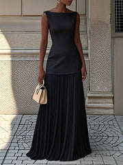 Malwina | Damen Elegantes Maxi Kleid – Fließendes Sommerkleid Hochzeit & Abend 2026 – Schwarz