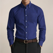 Manfred | Herren Hemd Langarm Klare Optik – Marineblau