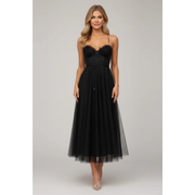 Mareike | Damen Maxikleid Für Abend Mit Bandeau – Schwarz