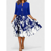 Margaret | Damen Florales Boho Sommerkleid Midi – Blau