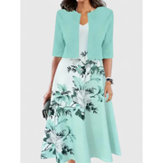Margaret | Damen Florales Boho Sommerkleid Midi – Grün