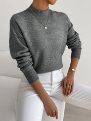 Astra - Locker geschnittener Stehkragen-Strickpullover – Grau