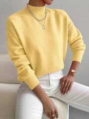 Astra - Locker geschnittener Stehkragen-Strickpullover – Gelb