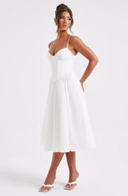 MAILEEN | Elegantes Midi Kleid im Corset Stil – Weiß