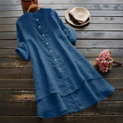 Marietta | Damen Asymmetrisches Sommer Midikleid – Blau