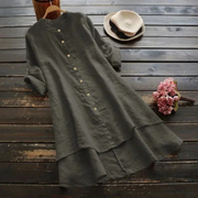 Marietta | Damen Asymmetrisches Sommer Midikleid – Grau