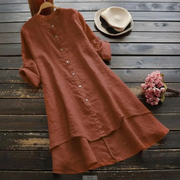 Marietta | Damen Asymmetrisches Sommer Midikleid – Braun
