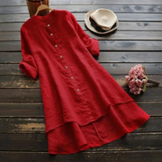 Marietta | Damen Asymmetrisches Sommer Midikleid – Rot