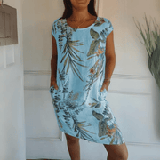 Marije | Damen Bequemes Kleid Rundhals – Casual Sommerkleid Alltag & Freizeit 2026 – Hellblau