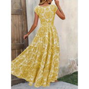 Marina | Damen Modernes Sommerkleid Maxi im Boho Stil – Gold