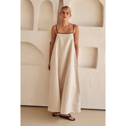 Maris | Elegantes Damen Sommerkleid in Maxi-Länge – Creme