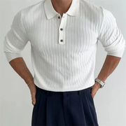 Marius | Herren Poloshirt Langarm Für Freizeit – Weiß