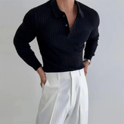 Marius | Herren Poloshirt Langarm Für Freizeit – Schwarz