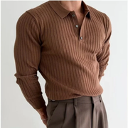 Marius | Herren Poloshirt Langarm Für Freizeit – Braun