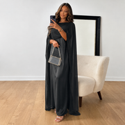 Marla | Damen Maxi Kleid Für Hochzeitsgast Cape Stil – Schwarz