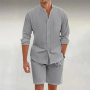 Marta | Damen Leinenset Sommer – Entspanntes Zweiteiler Linen Matching Set 2026 – Grau