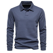 Matthias | Herren Langarm Poloshirt mit Polokragen – Blau