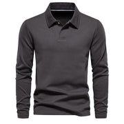 Matthias | Herren Langarm Poloshirt mit Polokragen – Dunkelgrau