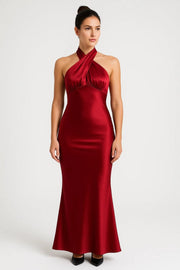 Maxikleid Festlich Neckholder – Bordeaux