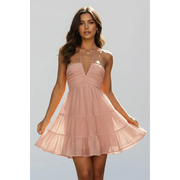 Melina | Damen Sommerkleid Mini Abend Modern – Rosa