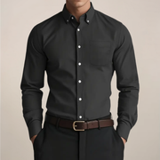 Fabian | Herren Klassisches Button-Down Langarm Hemd – Schwarz