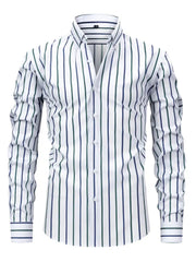 Tobias | Herren Slim Fit Streifen Knopfhemd – Grün-Weiß