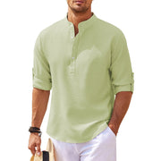 Edgar | Herren Stehkragen Halbknopfleiste Freizeit Shirt – Grün