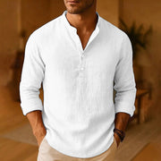 Wilhelm | Herren Knopfkragen Langarm Freizeit Shirt – Weiß