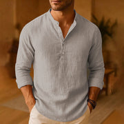 Wilhelm | Herren Knopfkragen Langarm Freizeit Shirt – Grau