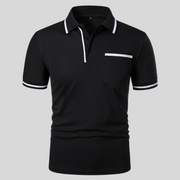 Valentin | Herren Kontrastbesatz Taschen Polohemd – Schwarz