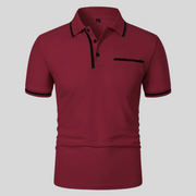 Valentin | Herren Kontrastbesatz Taschen Polohemd – Weinrot