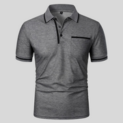 Valentin | Herren Kontrastbesatz Taschen Polohemd – Dunkelgrau
