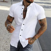 Dirk | Herren Slim Fit Kurzarm-Knopfhemd – Weiß