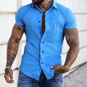 Dirk | Herren Slim Fit Kurzarm-Knopfhemd – Königsblau