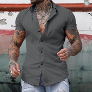 Dirk | Herren Slim Fit Kurzarm-Knopfhemd – Grau