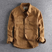 Albert | Herren Doppel Tasche Knopfleiste Freizeit Shirt – Khaki