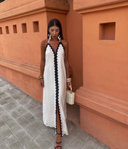 Sommerfeld | Elegantes Maxikleid mit offenem Rücken – Weiß