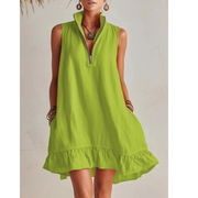 Mia | Damen Sommer Minikleid Mit Rüschen – Grün