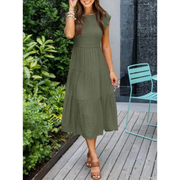 Michaela | Damen Stilvolles Midikleid – Dunkelgrün