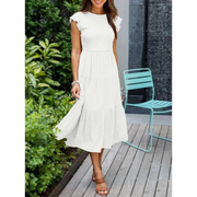 Michaela | Damen Stilvolles Midikleid – Weiß