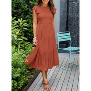 Michaela | Damen Stilvolles Midikleid – Orange