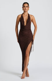 Midi Kleid Festlich Damen – Braun
