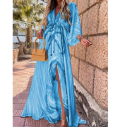 Millie | Damen Elegante Kimono Maxikleid – Blau