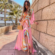 Millie | Damen Elegante Kimono Maxikleid – Hellrosa