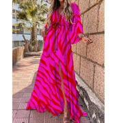 Millie | Damen Elegante Kimono Maxikleid – Rosenrot