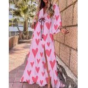 Millie | Damen Elegante Kimono Maxikleid – Rose