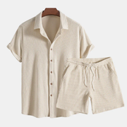 Mirco | Herren Zweiteiler mit Hemd und Shorts – Beige