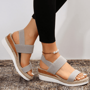 Emilia | Damen Orthopädische Kreuzriemen Plattform Sandalen – Grau
